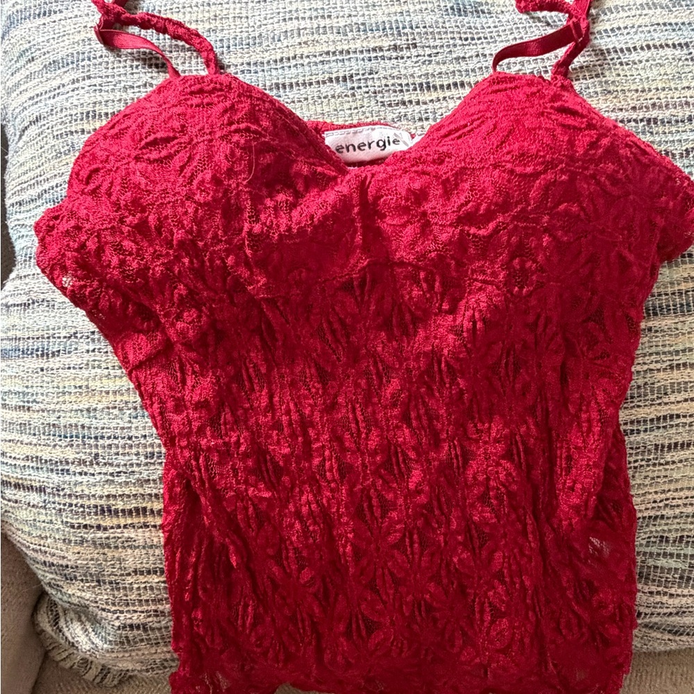Y2K Red Lace Blouse